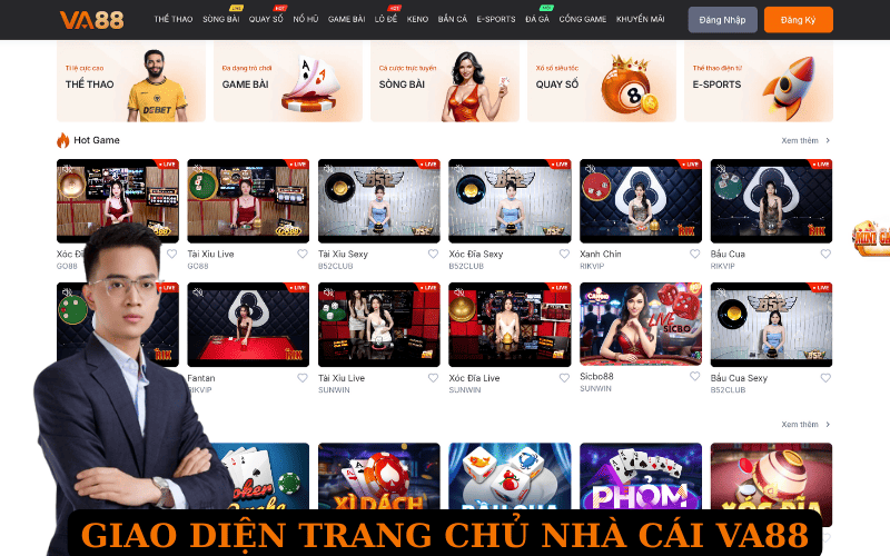 Giao diện trang chủ nhà cái va88