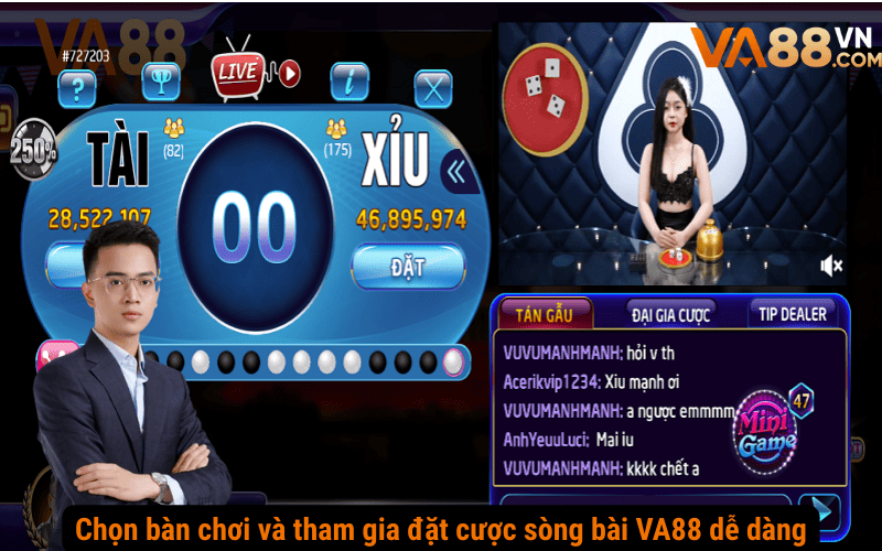 Chọn bàn chơi và tham gia đặt cược sòng bài VA88 dễ dàng